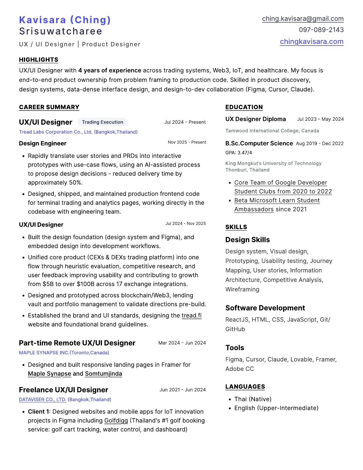 Resume, page 1