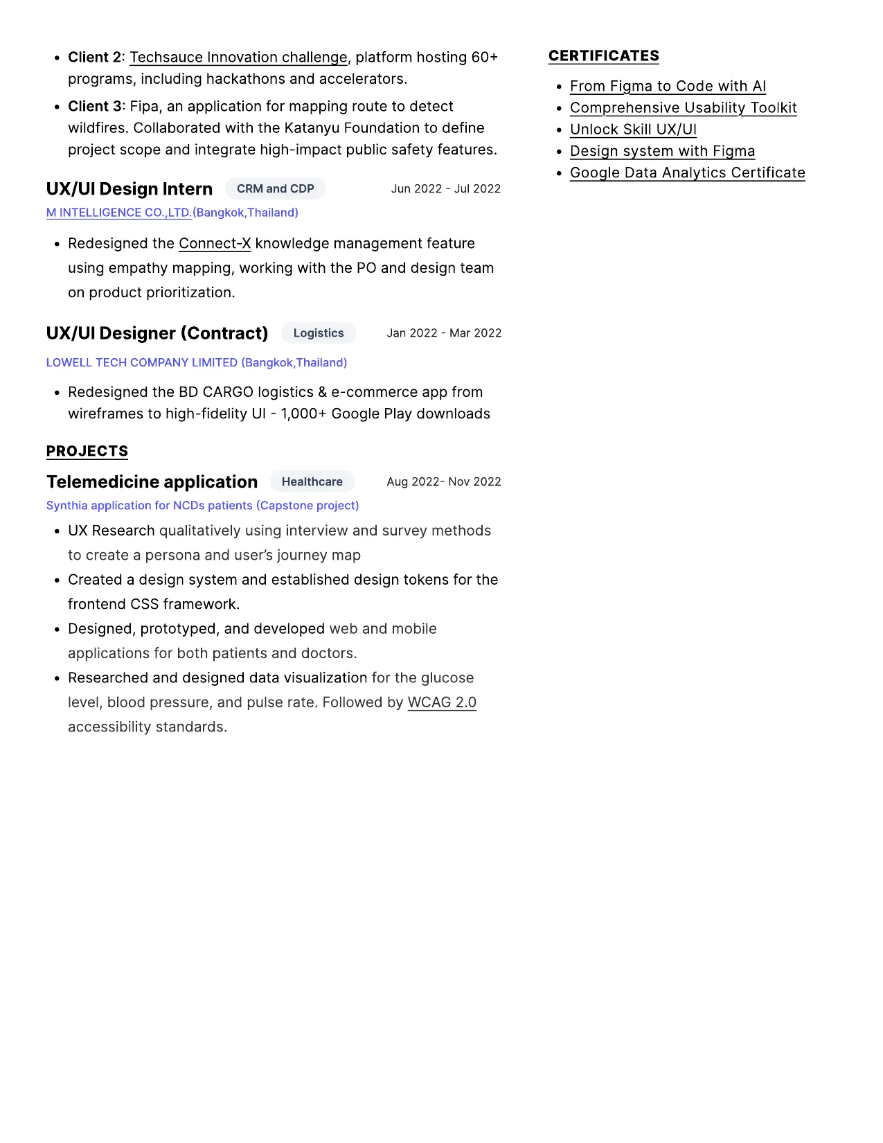 Resume, page 2